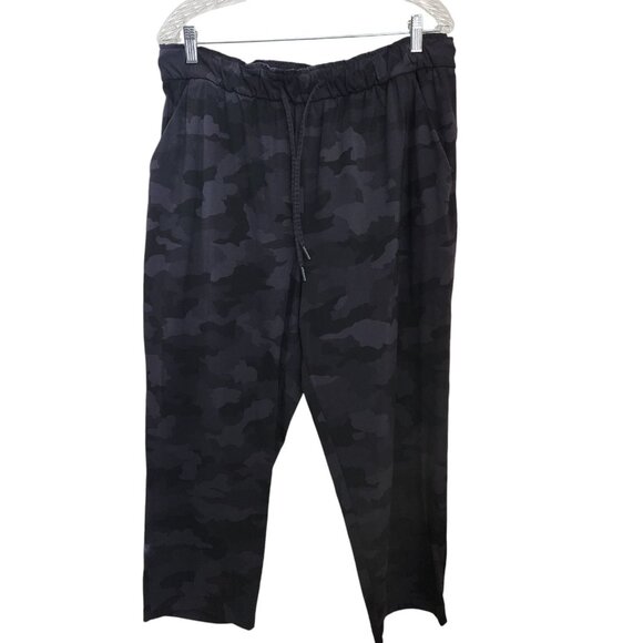 Lululemon Stretch High-Rise Crop Camo Pants Sz 14 LW6BOUS (34X23)‎ Black Gray - Picture 2 of 13